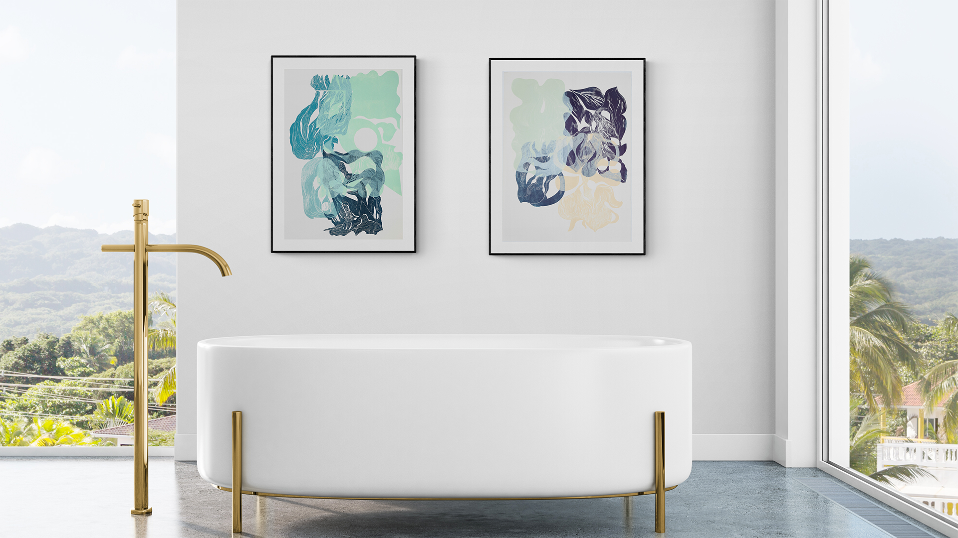 moderne_baderom_med_to_trykk_fra_VI_Grafikk_pa_veggen_interiorbilde_styling